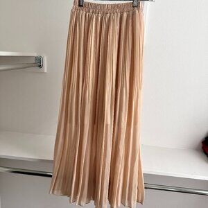 Cream Pleated Maxi Skirt